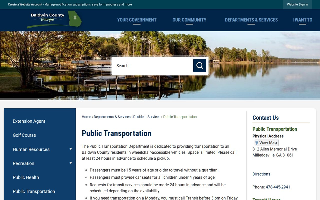 Baldwin County release transportation reservation information