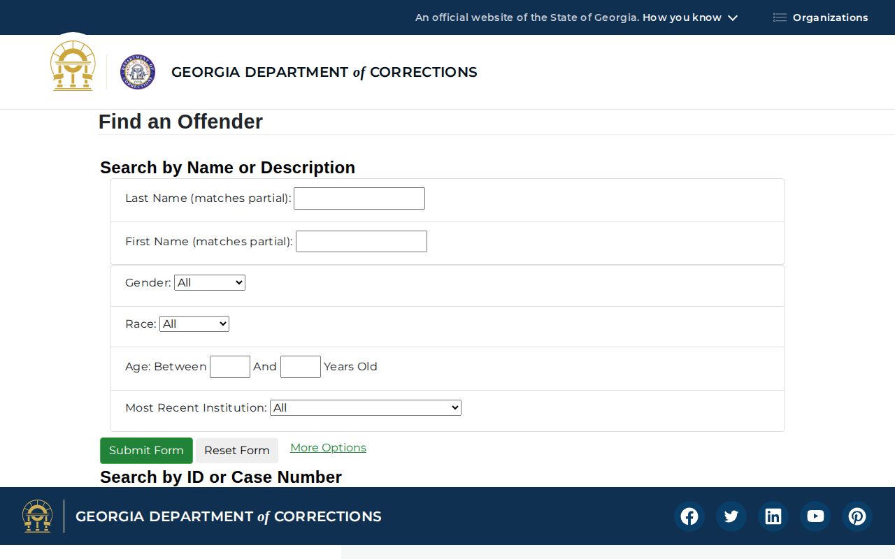 Baldwin County released inmate GDC offender search fields