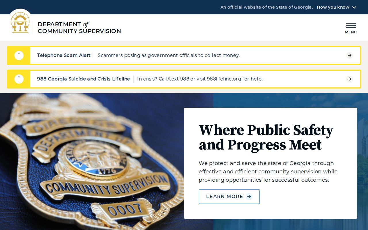 Georgia Department of Community Supervision website