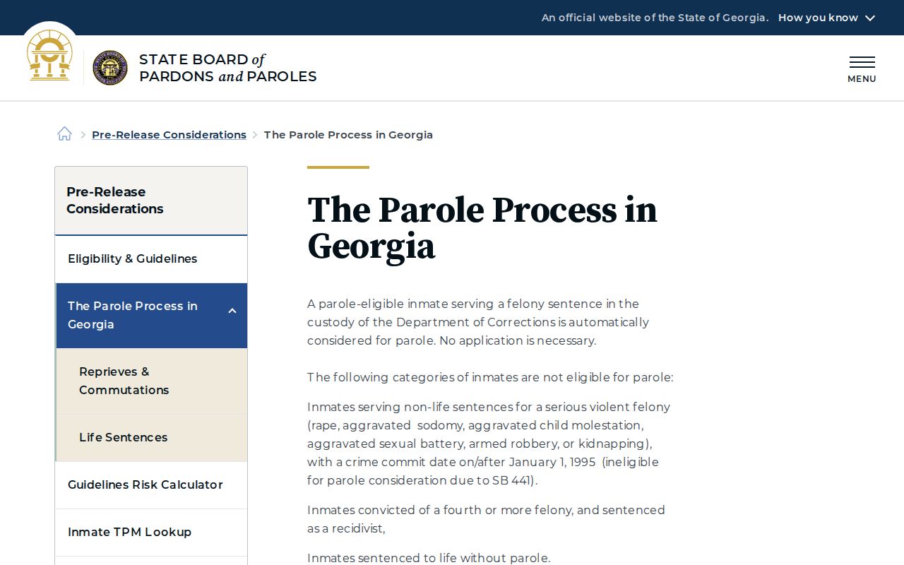 Georgia parole process page for Baldwin County supervision research