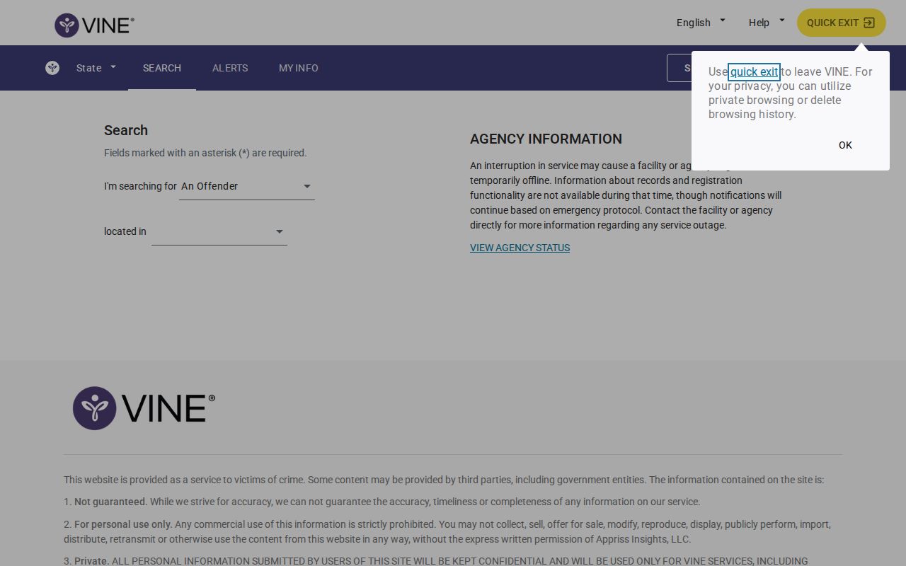 Baldwin County VINELink release notification login
